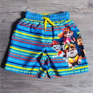 Nickelodeon Blue Striped Paw Patrol Swim Shorts with Yellow Drawstring